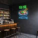 neon sign pho bowl with chopsticks vietnamese food decor 1