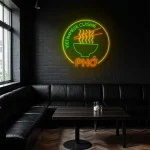 neon sign pho vietnamese cuisine bowl with chopsticks restaurant 1