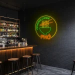 neon sign pho vietnamese cuisine bowl with chopsticks restaurant 1