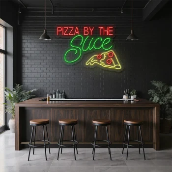 neon sign pizza by the slice with slice icon bar decor 1