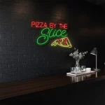 neon sign pizza by the slice with slice icon bar decor 1