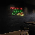 neon sign pizza by the slice with slice icon bar decor 1