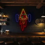 neon sign pizza rocket slice bar decor 1