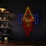 neon sign pizza rocket slice bar decor 1