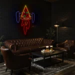 neon sign pizza rocket slice bar decor 1