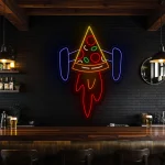 neon sign pizza rocket slice bar decor 1