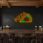 neon sign pizza slice with toppings bar decor 1