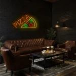 neon sign pizza slice with toppings bar decor 1