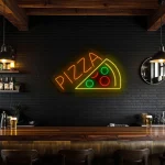 neon sign pizza slice with toppings bar decor 1