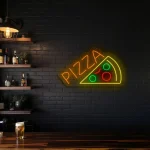 neon sign pizza slice with toppings bar decor 1