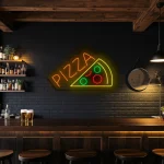 neon sign pizza slice with toppings bar decor 1