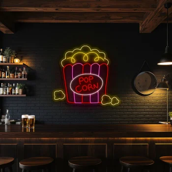 neon sign popcorn bucket fast food wall decor 1