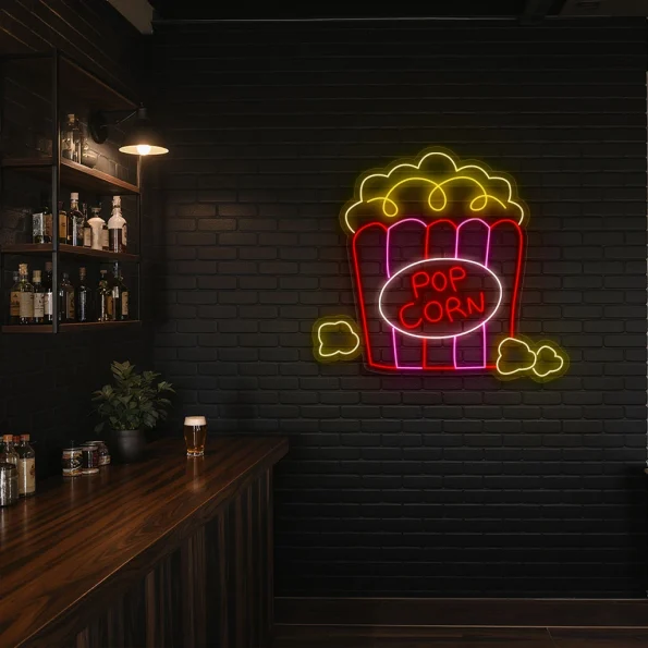 neon sign popcorn bucket fast food wall decor 2