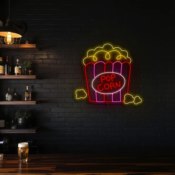 neon sign popcorn bucket fast food wall decor 3