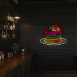 neon sign rainbow cake slice with strawberry dessert bar decor 1