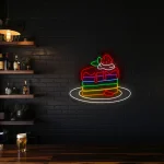 neon sign rainbow cake slice with strawberry dessert bar decor 1