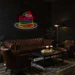 neon sign rainbow cake slice with strawberry dessert bar decor 1