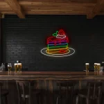 neon sign rainbow cake slice with strawberry dessert bar decor 1