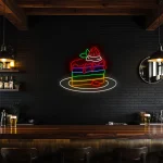 neon sign rainbow cake slice with strawberry dessert bar decor 1