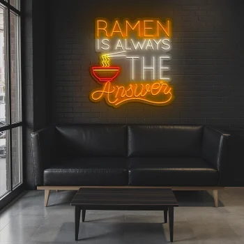 neon sign ramen bowl text japanese food restaurant decor 2