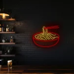 neon sign ramen bowl with chopsticks fast food decor 1