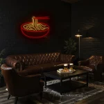 neon sign ramen bowl with chopsticks fast food decor 1