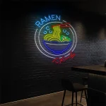 neon sign ramen bowl with chopsticks japanese food decor 1