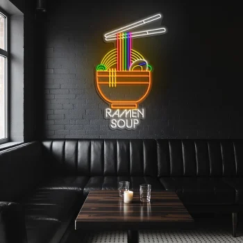 neon sign ramen soup bowl with chopsticks japanese food decor 1