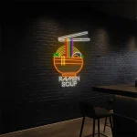 neon sign ramen soup bowl with chopsticks japanese food decor 1