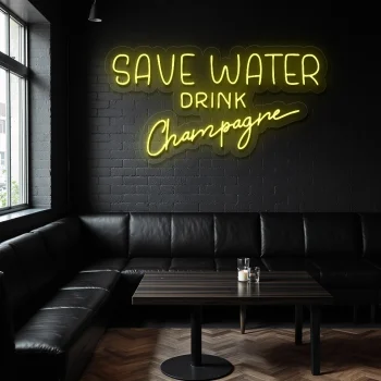 neon sign save water drink champagne bar decor 1