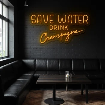 neon sign save water drink champagne bar decor 2