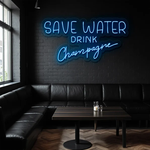 neon sign save water drink champagne bar decor 6