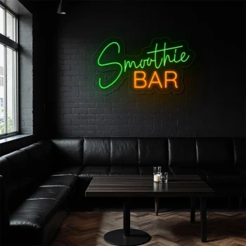 neon sign smoothie bar green and orange wall decor 1