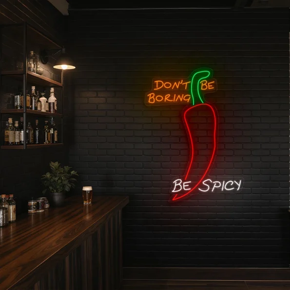 neon sign spicy chili pepper mexican food bar decor 2