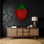 neon sign strawberry shape berry cute text wall decor 1