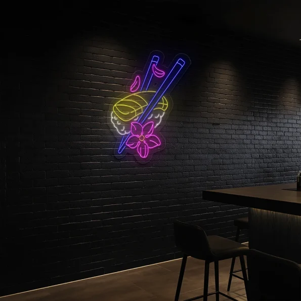 neon sign sushi and chopsticks japanese food wall decor 5