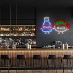 neon sign sushi and soy sauce cute characters japanese food decor 1