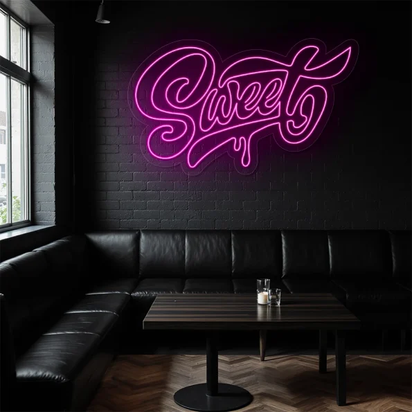 neon sign sweet text fast food restaurant decor 2