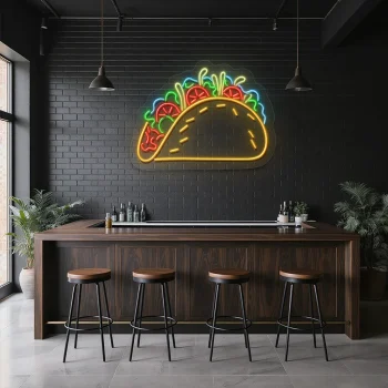 neon sign taco shape colorful design restaurant decor 1