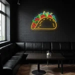 neon sign taco shape colorful design restaurant decor 1