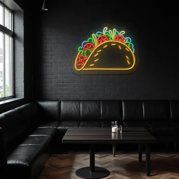 neon sign taco shape colorful design restaurant decor 2