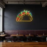 neon sign taco shape colorful design restaurant decor 1