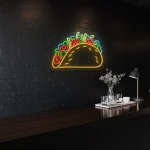 neon sign taco shape colorful design restaurant decor 1