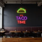 neon sign taco time text with taco icon bar decor 1