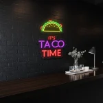 neon sign taco time text with taco icon bar decor 1