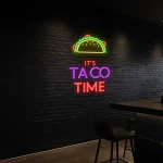 neon sign taco time text with taco icon bar decor 1