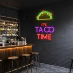 neon sign taco time text with taco icon bar decor 1