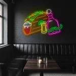 neon sign taco with beer and tequila bottle bar decor 1