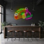 neon sign taco with beer and tequila bottle bar decor 1