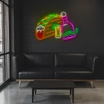neon sign taco with beer and tequila bottle bar decor 1